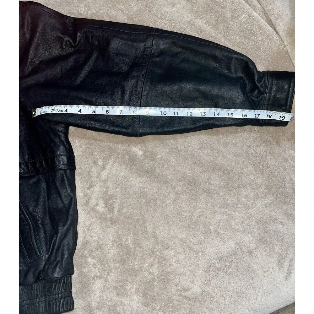 Men’s Leather Biker Jacket John Ashford Outdoors Size Large Black Full Zip